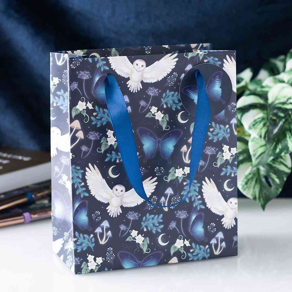 Something Different - 23cm Midnight Forest Owl Print Geschenktasche - Mehrfarben
